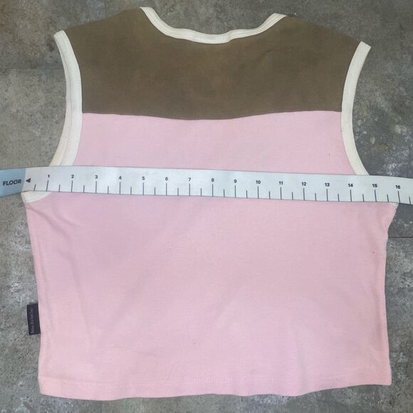 hustler hollywood official pink and brown colorblock honeys crop top medium - Picture 5 of 9